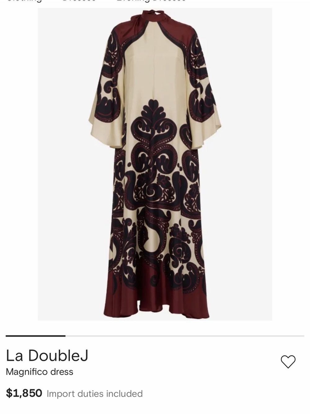 La DoubleJ Cream and Burgundy Magnifico Maxi Dress